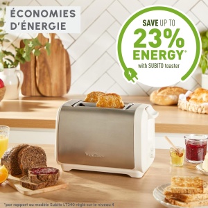Toaster Moulinex Subito LT5S1AE0, 1200 W, 2 fante, alb si inox - Img 7
