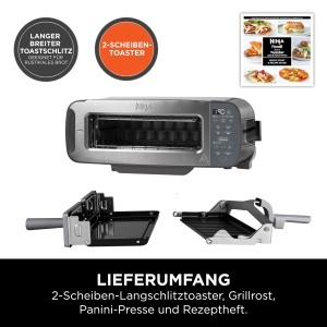 Toaster Ninja Foodi 3-in-1, Grill si Panini-Presa, Inox, ST202EU - Img 3