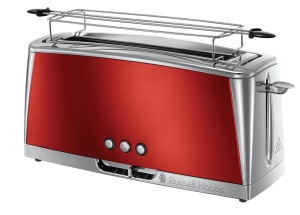 Toaster Russell Hobbs Luna 23250-56 Inox Rosu 6 trepte de rumenire Functie de decongelare