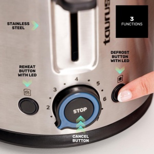 Toaster Taurus Mytoast Duplo Legend 1500W, 2 fante mari, 7 trepte de rumenire - Img 5