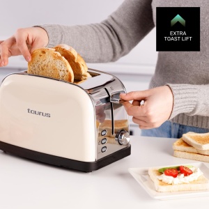 Toaster Taurus Vintage II Cream, 950 W, 7 trepte rumenire, functii multiple, design retro, crem - Img 6