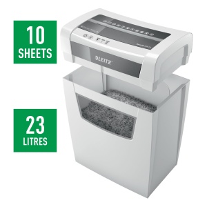 Tocator Leitz IQ Home Office, capacitate 12-10 coli (70-80 g/m2), taiere a particulelor, nivel de securitate P4, numarul 1 pe piata, cos de gunoi 23L, tocator, alb, 80090000 - Img 3