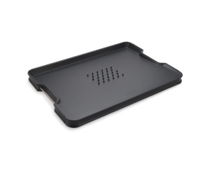 Tocator multifunctional Joseph Joseph CutCarve Plus negru antialunecare cu manere din inox