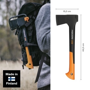 Topor universal Fiskars X10-S 44 cm otel de inalta calitate maner din plastic ranforsat negruportocaliu - Img 2