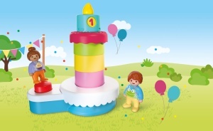 Tort de aniversare PLAYMOBIL JUNIOR 72086 cu figurine si iluminare rotativa, pentru copii 1-4 ani - Img 2