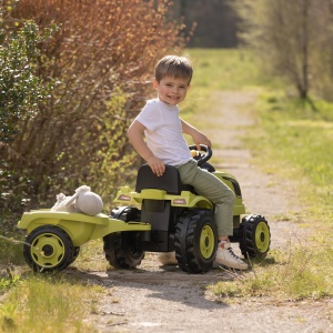 Tractor pentru copii Smoby Farmer XL Verde cu remorca, scaun ajustabil, claxon - Img 3