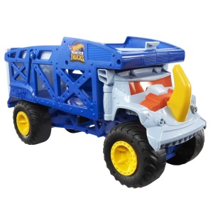 Transportor Monster Trucks Hot Wheels Nashorn, capacitate 12 Monster Trucks, cu rampe, pentru copii 3