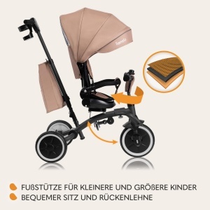 Tricicleta multifunctionala LIONELO Tris Plus Balance Bike de la 9 luni la 5 ani pana la 25 kg, carucior, Roti mari din PU Scaun pivotant 360 deg Ansamblu spatar reglabil fara unelte - Img 6