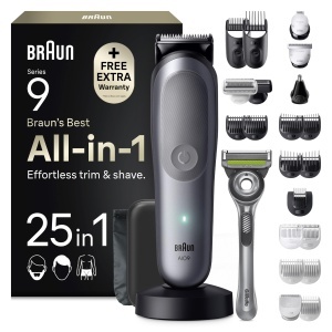 Trimmer Braun Multigroom All-in-One Series 9, 25-in-1, 120 min autonomie, gri