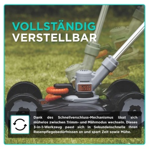 Trimmer de gradina BLACKDECKER STC1820CM-QW, 18V, 3-in-1, Usor, Fara Cablu - Img 4