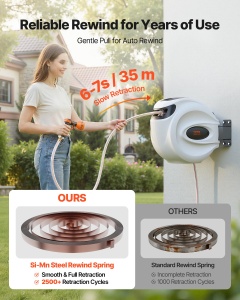 Tromela pentru furtun VEVOR XW40-12, 12mmx40m, cu sistem de retractare automata - Img 3