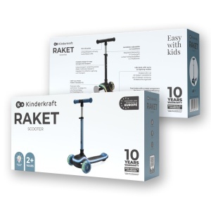 Trotineta pentru copii Kinderkraft RAKET, 3 in 1, LED, albastra, 50 kg - Img 8