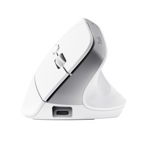 Trust Bayo+ Mouse Vertical Reincarcabil Bluetooth + RF 2.4GHz, Prevenirea Bratului Mouse-ului/Cotului de Tenis (Sindromul RSI), 50% Plastic Reciclat, Mouse Ergonomic Wireless PC, Laptop, Mac - Alb - Img 9