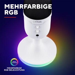 Trust Gaming GXT 236W Yami USB Streaming Microfon PC Podcast Twitch Discord ASMR YouTube 5, Condensator Gaming Microfon Cardioid, Mute, RGB Iluminare - Alb - Img 5