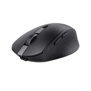 Trust Ozaa Silent Wireless Mouse Bluetooth + 2.4GHz, Compact Multi-Device Wireless Mouse, 60% Plastic Reciclat, Reincarcabil Bluetooth Mouse Laptop PC Computer Windows Android Mac - Negru - Img 9
