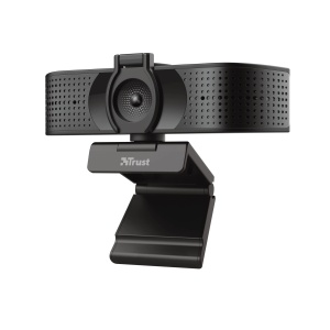 Trust Teza 4K Ultra HD Webcam, 3840x2160 cu 2 Microfoane si Autofocus, 30 FPS, USB Plug & Play, Camera Web pentru Echipe, Zoom, Skype, PC, Laptop, Mac, MacBook - Negru