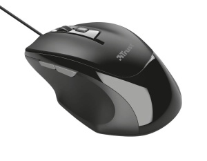 Trust Voca PC Mouse cu Cablu, 800-2400 DPI, Forma Confortabila, Lungime Cablu 160cm, 2 Butoane Deget, Mouse USB, Mouse Optic pentru Mac, Computer, Laptop - Negru