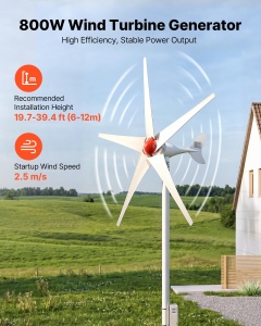 Turbina Eoliana VEVOR 800W 12V cu 5 Rotorblade, MPPT, IP67 - Img 2