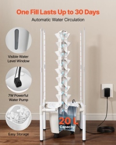 Turbina hidroponica VEVOR VV2-9C-EU, 45 capsule, 20L, LED, alba - Img 3