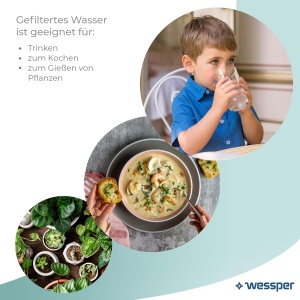 Ulcior cu filtru de apa Wessper 2.7L pentru usa frigiderului, carafa de apa cu filtru de carbune activ, ulcior de apa compatibil cu cartusul filtrant Brita Maxtra - menta - Img 4
