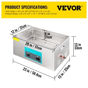 Ultrasunete Curatare VEVOR 30L, 600W, Incalzire si Timer, Inox - Img 7
