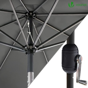 Umbrela de Soare VOUNOT 270 cm, cu Manivela, Ajustabila, Gri - Img 3