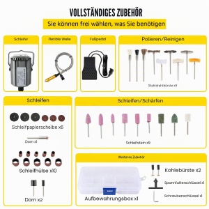 Unelte electrice VEVOR Flex Shaft 780 W, 100 cm, 45 accesorii - Img 6