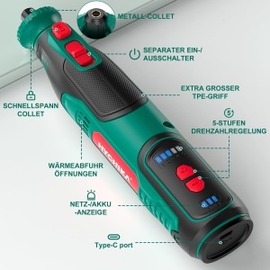 Unelte rotative HYCHIKA 8V, 2.0Ah, 145 piese, viteza variabila 30000 RPM - Img 8