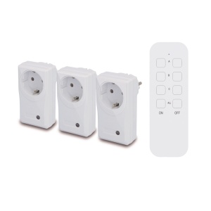 Unitec 48110 Set de comutatoare de la distanta fara fir cu functie de auto-invatare, set de prize fara fir, 3 prize + 1 telecomanda, alb - Img 1