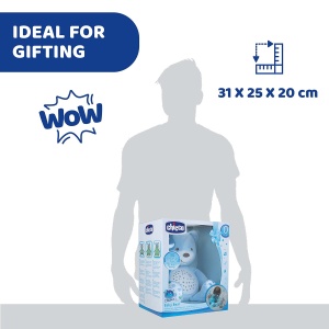 Ursulet de plus Chicco First Dreams Ursulet de plus, Proiector moale cu lumina de noapte, Efecte de lumina si melodii relaxante, Jucarie pentru copii 0+ luni, Albastru deschis, TU - Img 8