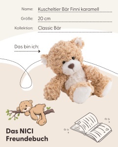 Ursulet de Plus NICI Finni 20cm - caramel, moale, ideal pentru cadou - Img 5
