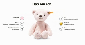 Ursulet de plus Steiff My First Teddybar, 26 cm, roz, pentru bebelusi - Img 2