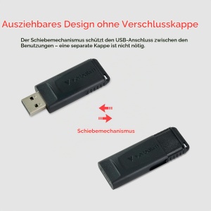 USB Stick Verbatim Store n Go Slider - 16 GB, USB 2.0, Negru - Img 3