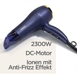 Uscator de par BaByliss Midnight Luxe - Uscator de par puternic de 2300 W, tehnologie anti-incretire, uscare rapida, profesional si usor, 3 setari de caldura si 2 setari de viteza, 5781E - Img 3