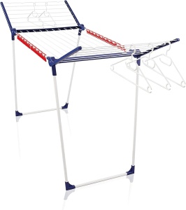 Uscator de podea solida Leifheit Pegasus 200 cu lungime de uscare de 20 m pentru 2 incarcaturi de rufe, uscator de rufe cu aripi pentru rufe lungi cu 4 suporturi pentru piese mici, sine de umeras si 5 umerase [Exclusiv ]