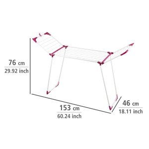 Uscator de rufe WENKO Summer Dry 13 m, metal, alb si bordeaux, 153 x 76 x 46 cm - Img 6