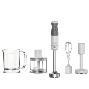Ustensile de bucatarie Kenwood Triblade XL HBM40.306WH Blender de mana, blender de mana cu picior de blender detasabil din otel inoxidabil cu lama cu 3 lame pentru piure mai rapid, 850 W, alb/gri