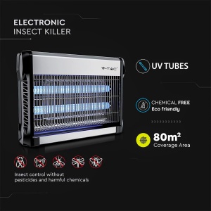 V-TAC Insect Killer Electric 20 W cu suprafata utila de 80 m2 - design subtire - plasa de tantari cu lumina albastra UV pentru uz interior si exterior - capcana electrica impotriva tantarilor si insectelor - Img 6