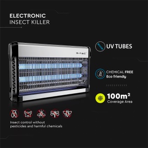 V-TAC Insect Killer Electric 30W cu o raza efectiva de 50 m2 - Design subtire - Ucigas de insecte cu lumina UV LED albastra pentru uz interior si exterior - Capcana electrica pentru tantari si insecte - Img 5