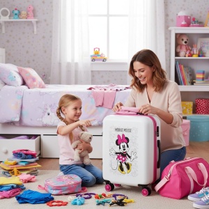 Valiza de mana Disney Minnie, 34L, 2,6kg, 4 roti, alba - Img 4