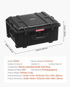 Valiza rigida VEVOR 3.5 Cubic Feet, impermeabila, cu roti si maner telescopic - Img 7