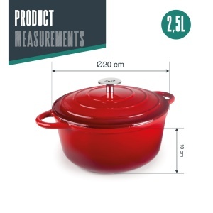 Vas de gatit din fonta Lacor 71730, 2.5 litri, 20 cm, emailat - Img 2