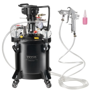 Vas sub presiune VEVOR pentru vopsea spray, vas sub presiune complet automat de 10 litri cu functie de agitare, presiune reglabila de 70 psi, vas sub presiune, rezervor de vopsea cu pistol de pulverizare si furtunuri, pentru vopsire etc.