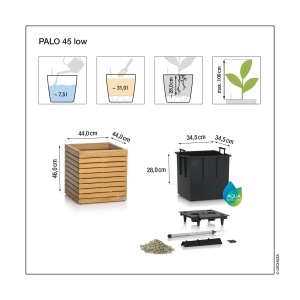 Vaza de Plante LECHUZA PALO Natural Wood 45, Eucalipt, 31L, cu Sistem de Irigare - Img 3