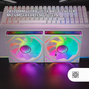 Ventilator PC Mars Gaming MF-3DPROX2R, 2x 120mm, ARGB, Alb - Img 2