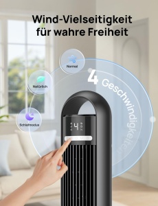 Ventilator turn DREO DR-HTF017 cu telecomanda, 4 viteze, negru - Img 6