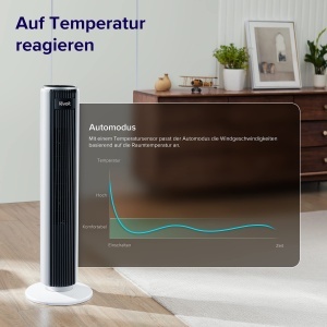 Ventilator turn Levoit cu mod avansat de repaus Ventilator silentios 12 ore Temporizator 4 moduri 5 viteze Functionare automata cu senzor Oscilatie Ve - Img 6