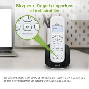 (versiunea franceza) VTech CS1501 Telefon DECT fara fir cu doua telefoane, blocare apeluri, identificare apelant/apel in asteptare, difuzor, afisaj iluminat din spate si tastatura iluminata din spate - Img 5