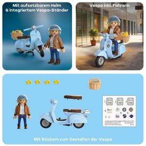 Vespa Jubilara PLAYMOBIL 72284, Culoare Hellbuna, Figurina Inclusa, Pentru Copii de la 5 Ani - Img 4