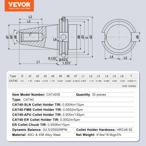VEVOR CAT40 Set Suporturi Spannzangenhalter 35 Piese Material Otel Aliat CNC - Img 7